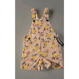 OshKosh B'gosh Toddler Girls' Lemon Shortalls - Pink Yellow - Size 5T NEW!!